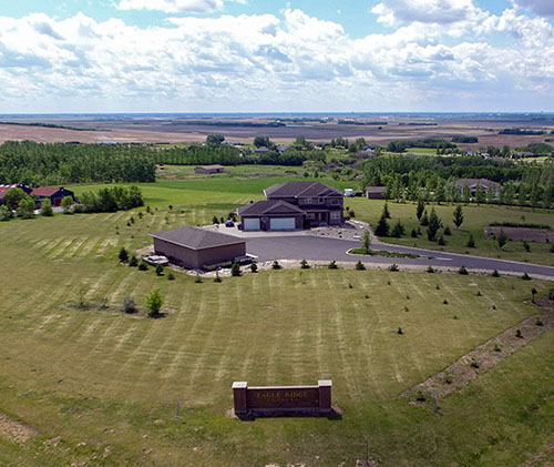 Aerial drone photo of a rural residential yard