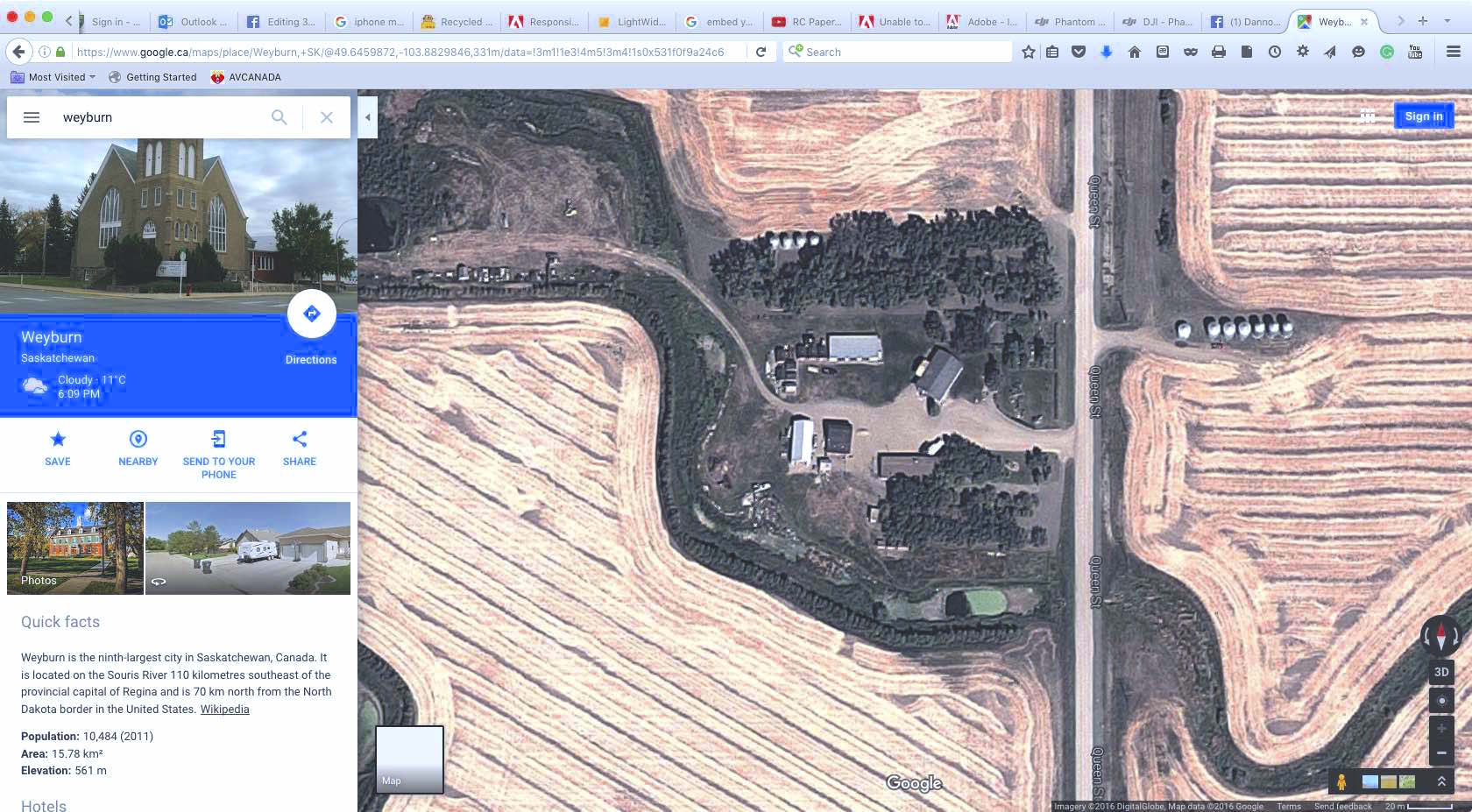 comparision showing low resolution, low depth Google Maps satelite imagery